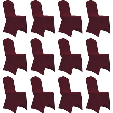 Fundas elásticas para sillas color burdeos 12 piezas DEC022526