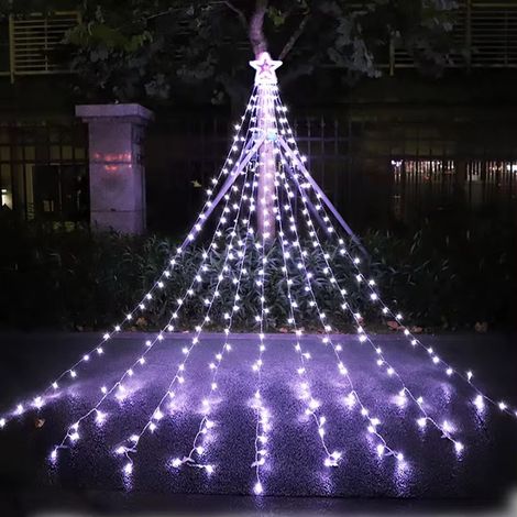 Weihnachtslicht Girlande Stern 350 LEDs Weihnachtsbaum Licht 8 Modi IP44 für Outdoor Indoor Hochzeit Party Weihnachtsbaum，kühles Weiß (1/5)