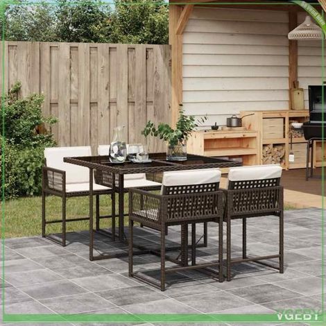 Ensemble table et chaises - FAFEICY - 3211437 - Poly rotin marron - 4 places - Coussins amovibles (1/5)