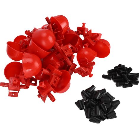 Lot de 20 abreuvoirs automatiques rouges pour poussins et volailles. Accessoires pour animaux de compagnie. (1/5)