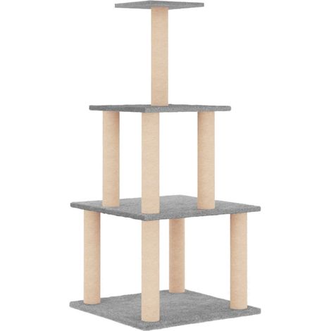 Torre para muebles de árbol para gatos, juguete para trepar, rascador, plataforma para trepar con postes rascadores de sisal ligeros, 111 cm, gris 020022552 (1/5)