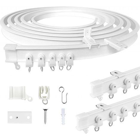 Rail de rideau flexible 3M pour plafond, rail de rideau incurvé avec roulettes silencieuses, idéal pour fenêtre, intimité et décoration intérieure (1/5)