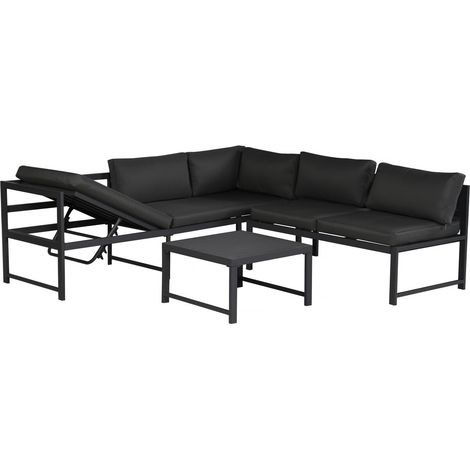 Set di mobili da giardino in metallo "Etna" - 6 posti - Grigio