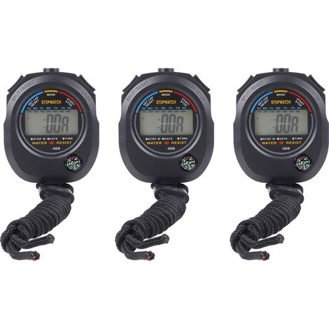 Lot de 3 chronomètres de sport haute précision, étanches, 40 mAh, pour la course à pied, la natation et le basketball. (1/5)
