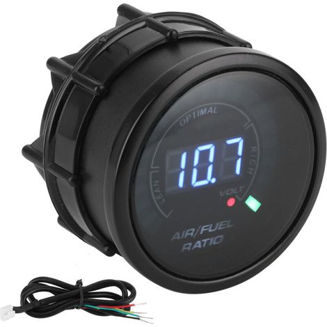 Medidor de relación aire/combustible 2 en 1 de 12 V, voltímetro, pantalla digital LED, alta precisión, universal para automóviles -Crezuo