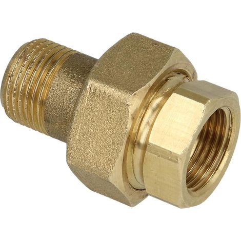 Raccord FF/FM 1 1/4'' droit à étanchement plat laiton nu
