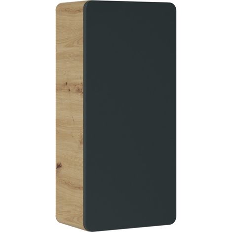 Mobile da bagno ERBANO – 1 porta – 35x75 cm – Rovere chiaro e grigio antracite