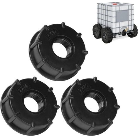 Adattatore per serbatoio IBC, adattatore per coperchio serbatoio acqua in plastica, raccordi per adattatori IBC S60x6, rubinetti con filettatura spessa, G3/4, 3 pezzi (1/4)