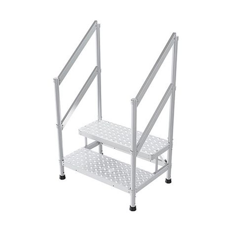 Trittleiter aluminium - 2 Stufen - Breite 1.00m - Doppelhandlauf - MP2-100-2GC