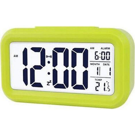 digital alarm clocks, battery powered (not included), snooze function, child/travel/bathroom style, desktop smart clock, digital alarm clock, backlit, desktop electronic clock, green