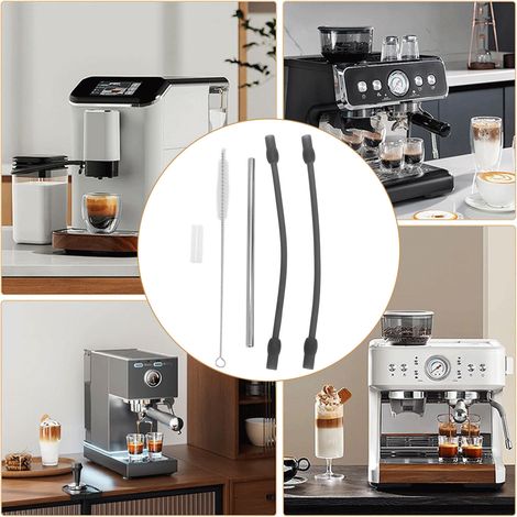 Kit de Tube de Lactation pour Machine à Café Automatique: Ensemble de Tuyaux Silicone Alimentaire Noir & Tube Métal Inoxydable (1/5)