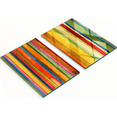 Küchenschneidebretter aus Glas mit grafischen Farbstreifen, 2 x 40 x 52 cm (1/5)