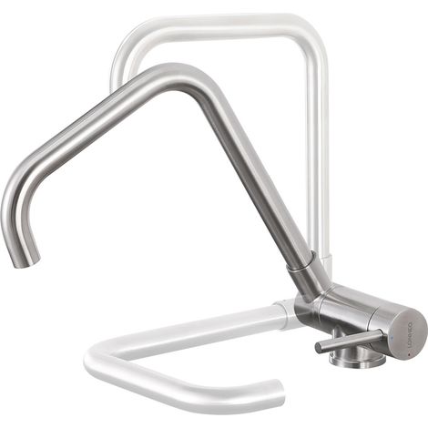 Lonheo Rubinetto Cucina Pieghevole fino 180 Girevole a 360, Rubinetto da Cucina Sottofinestra in Acciaio Inox, Miscelatore Monocomando per Lavello (1/5)