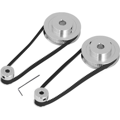 Poulie de distribution 20 dents, roue synchrone en aluminium 60, courroie de 280 mm de longueur et 6 mm de largeur pour imprimante 3D, alésage de 8 mm (0,3 pouce), diamètre de 5 mm (0,2 pouce).