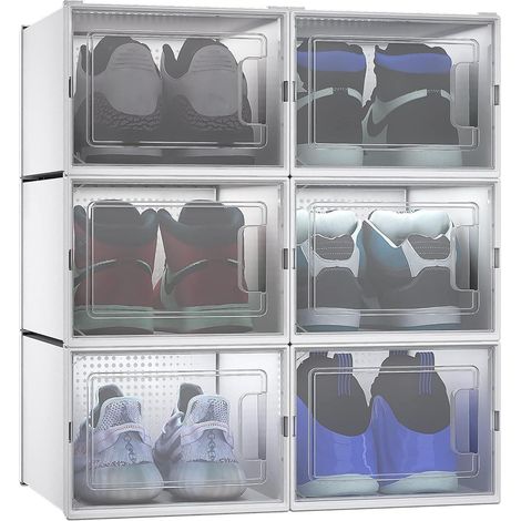 YITAHOME Schuhboxen 6er Set stapelbar stabil transparent Belüftungslöchern Größe (1/5)