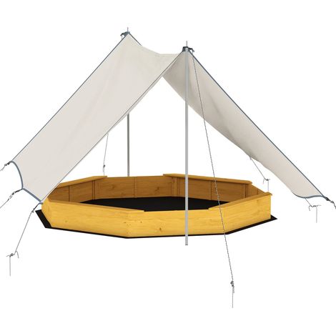 Sabbiera da esterno 214,5 x 214,5 x 22,5 cm tettoia protettiva capacità 500 l 4 panche scandinava in legno di abete giallo 210000355