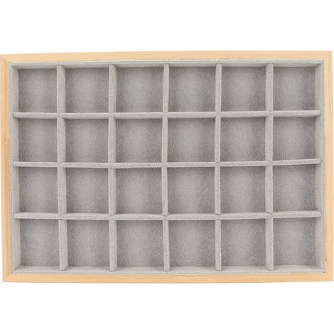 Coffret de rangement pour bijoux à 24 compartiments avec tiroirs, 35,524,53cm, gris. (1/5)