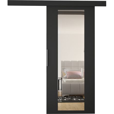 Mirjan24 – Porte coulissante Closico 175 – Noir – Largeur 96 cm – Hauteur 205 cm – Mécanisme silencieux avec amortisseurs – Installation à droite ou à gauche