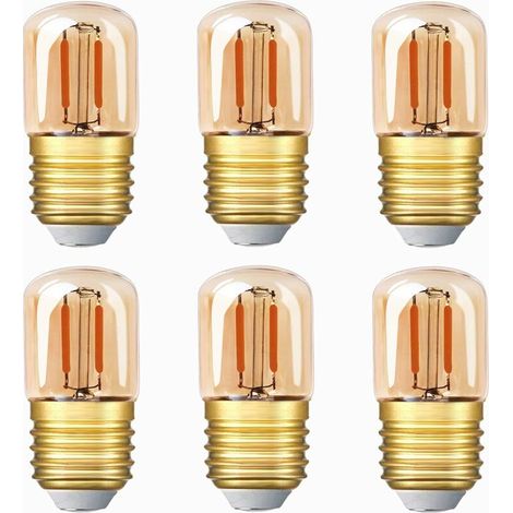VURAHOME - Ampoule LED tubulaire GW T28 Edison Ampoule à filament LED E27 Base à vis 2200K Ampoule chaude pour décorative non dimmable (verre ambré) 6 Pack (1/5)