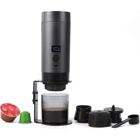 Machine à café expresso portable, cafetière chauffante rechargeable, idéale pour les voyages et le bureau. (1/5)