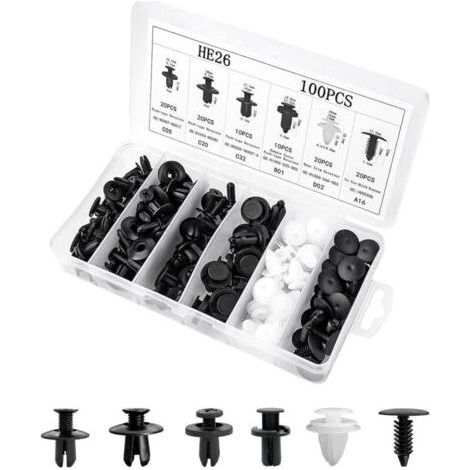 Lntyq 100PCS Clips de Fixation Voiture,Clips Voiture,Rivet Plastique,Clips de Fixation,Rivet Plastique Voiture,Clips Plastique Voiture (1/4)