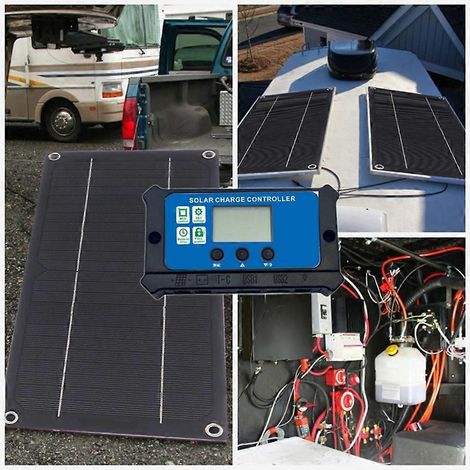 Kit de panneau solaire 100A avec contrôleur de charge, adapté à la charge solaire des camping-cars, fourgons aménagés, bateaux et remorques. (1/5)