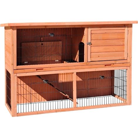Ricovero per Animali Farm 2 in Legno a 2 Piani con Recinto – 136,5x50x92 cm (1/4)