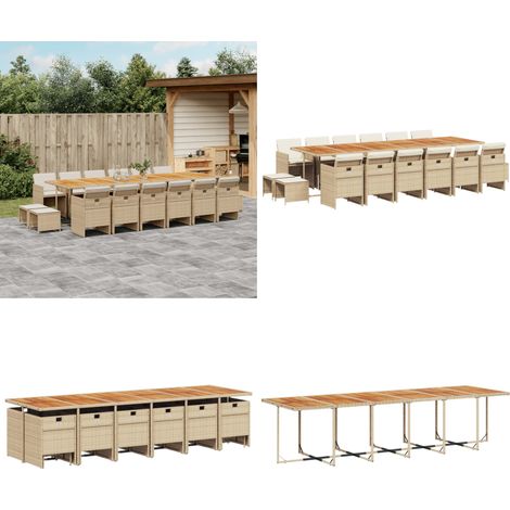 Ensemble à manger de jardin et coussins 17 pcs beige - Salon De Jardin - Meuble De Jardin - Set De Jardin - Table De Jardin - Chaises De Jardin - Home & Living (1/5)