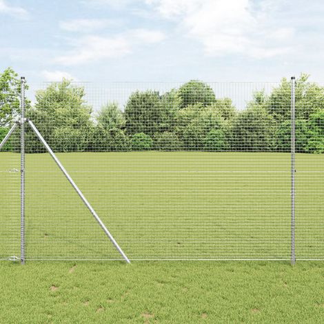 vidaXL Welded Wire Fence 2500 x 160 cm Hot Dip Galvanized Silver