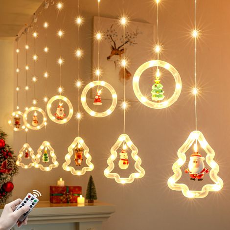 Guirlande étanche LED de 3 m pour l'extérieur et l'intérieur, rideau lumineux de Noël USB avec télécommande et crochets, lumineuse IP44, 8 modes (1/5)