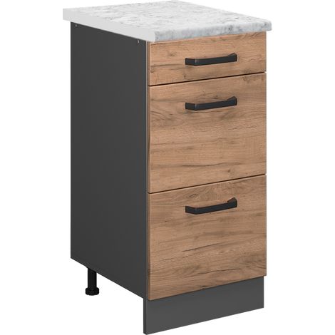 Mueble bajo de cocina R-Line, Roble dorado, 40 cm ET Mármol, Vicco