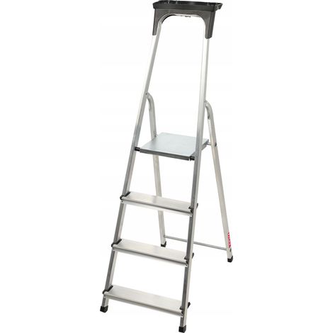 KADAX Aluminiumleiter, Stehleiter bis zu 125 kg, Stufenleiter, 4 Stufen