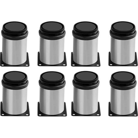 patas para muebles, acero inoxidable cepillado, ajustables de 0 a 15 mm, base de 50x50 mm, para armarios y muebles bajos. (1/5)
