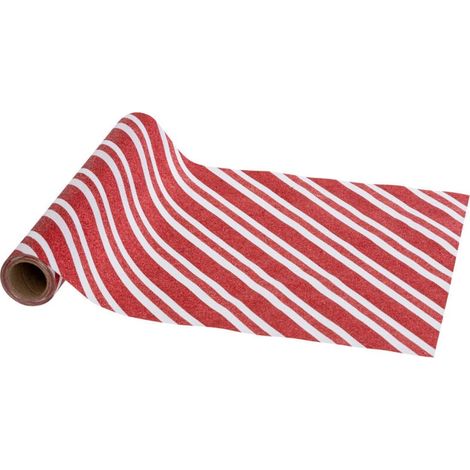 Chemin de table Tissu Rouge pailleté et Blanc 28 x 300 cm - Feeric Christmas (1/2)