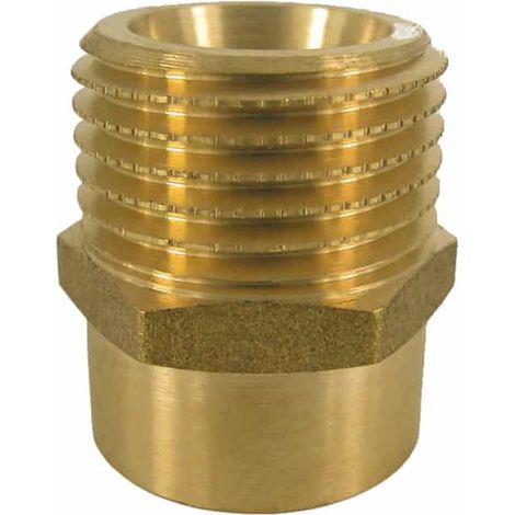 Messing Fitting, Doppelnippel reduziert, 1/2" IG x 3/4" AG, Gewindefitting Messing