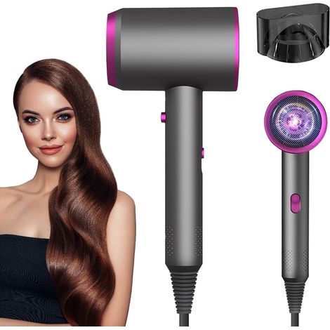 Secador de pelo iónico profesional, 1300 W, secado rápido, 3 ajustes de calor/frío, botones de enfriamiento adicionales, accesorios para concentrador. (1/5)