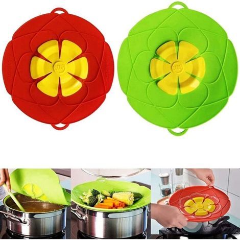Set of 2 spill-proof lids, 10.2 inches and 11 inches, spill-proof stopper, microwave splatter guard, BPA-free silicone lids, dishwasher safe (1/5)