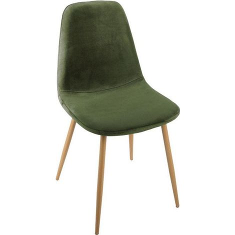 Pegane – Lot de 4 chaises en velours vert kaki – Dimensions 44 x 51 x 85,5 cm – Hauteur d'assise 48 cm – Structure en fer