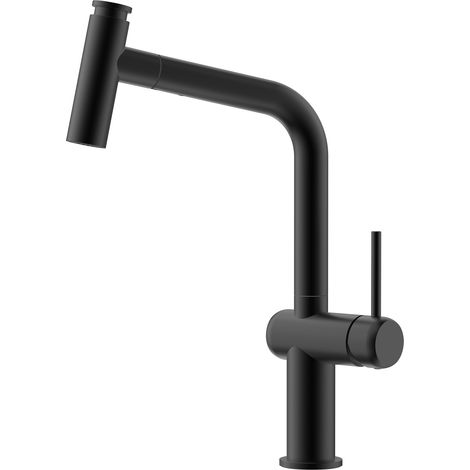 CECIPA MAX Grifo de cocina con 2 tipos de chorro, grifo extraíble giratorio de 360°, grifo mezclador de acero inoxidable para la cocina, color negro (1/5)