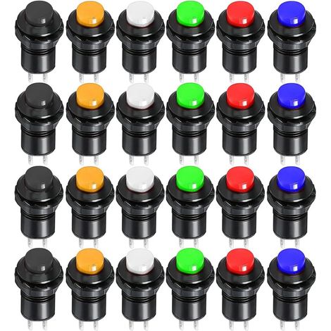 24 Stück 12-mm-Drucktaster mit Verriegelung (SPST EIN/AUS), Wechselstrom 250 V/1,5 A, 125 V/3 A, abschließbarer Mini-Rundkippschalter für Autohupe, PC, Tischlampe, Türklingel