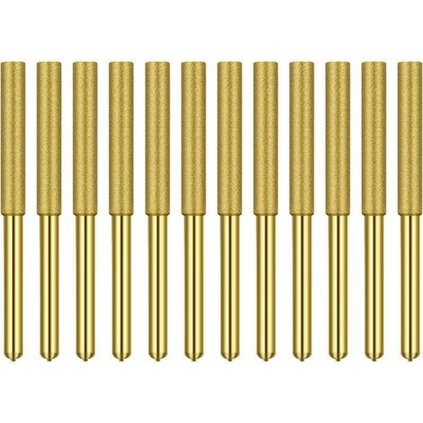 Affûteuse de chaîne pour tronçonneuse Affûteur de tronçonneuse diamant plaqué titane Burr Stone Lime Meules d'affûtage diamantées pour scie à chaîne Pierre Jewerly Wood 12 pcs 5/32 pouces, 4.0mm