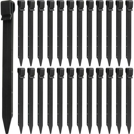 Kit d'ancrage au sol, Piquets de sol en plastique 25 pièces, piquets de bordure de paysage de 25 cm, piquets de tente robustes, pointes d'ancrage pour tentes, planche, terrasse, bordure, jardin (1/4)