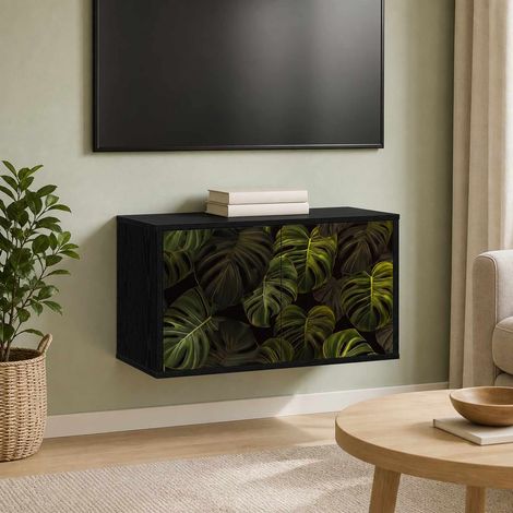 vidaXL Wall-mounted TV Cabinet ELBURG 69 x 33 x 40 cm Black Oak (1/5)