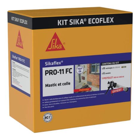 Mastic colle Sikaflex PRO 11 FC Purform 300ml – 35 recharges + 1 pistolet + 12 buses – Gris béton – 665535