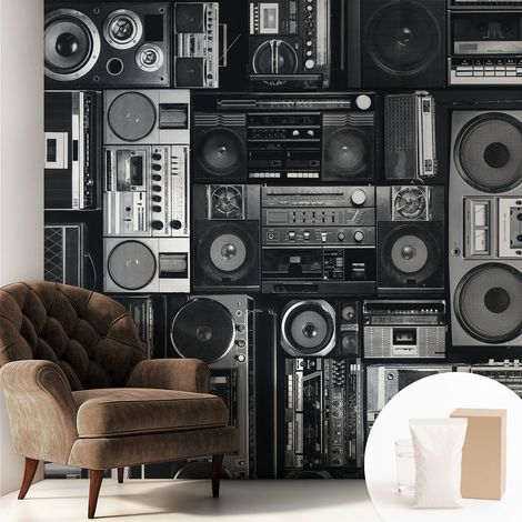 Papier peint intissé avec imprimé installation simple qualité excellente sans désordre - Colle incluse gratuite Radio rétro 250x250 cm (1/5)