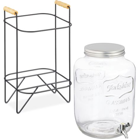 Dispensador de bebidas vintage ergonómico con grifo y soporte 35 x 20 x 15 cm de vidrio transparente 130016344 (1/5)