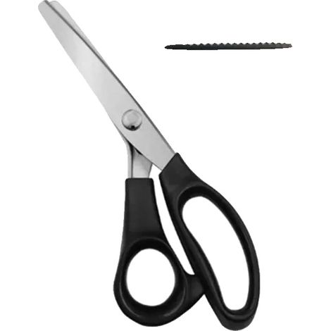 Tijeras de costura, hoja dentada, diseño ergonómico, dientes triangulares de 3 mm. (1/2)