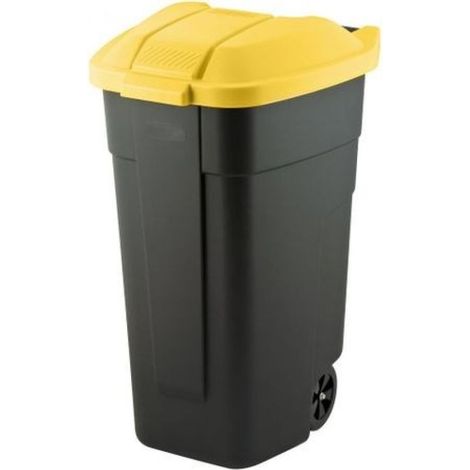 Curver 110L Gartenmülltonne Schwarz und Gelb Robuste (1/2)