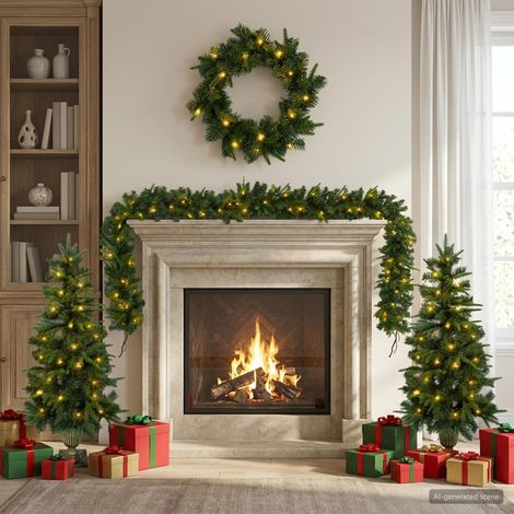 vidaXL Set de mini árboles de Navidad 120 cm 275 LED Blanco Cálido (1/5)