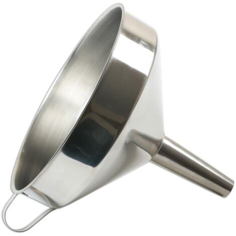 Laser Tools – 20 cm Edelstahltrichter – 20 cm Einlassdurchmesser – 8,8 cm Schlauchlänge – Mit Filter und Griff (1/4)